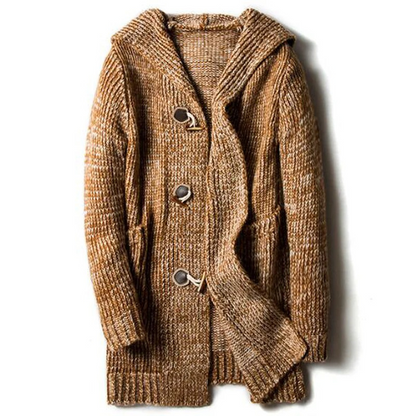 Elegante Herren-Strickjacke mit Kapuze im zeitlosen Design für Alltag und Freizeit
