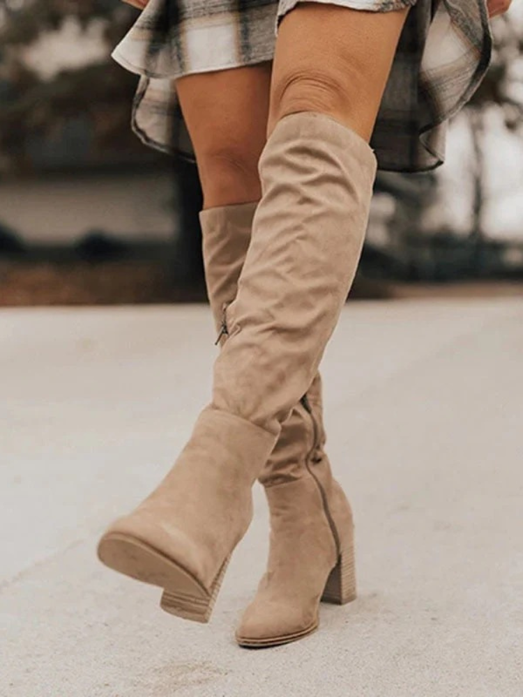 Elegante hochhackige Damen-Kniestiefel – stilvolle knielange Stiefel mit Absatz für Alltag und besondere Anlässe