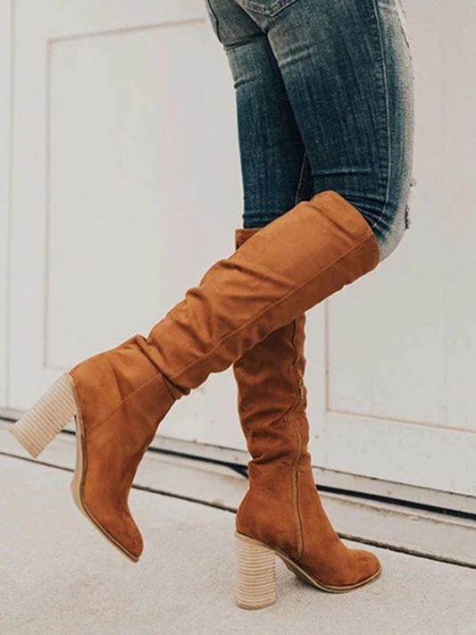 Elegante hochhackige Damen-Kniestiefel – stilvolle knielange Stiefel mit Absatz für Alltag und besondere Anlässe
