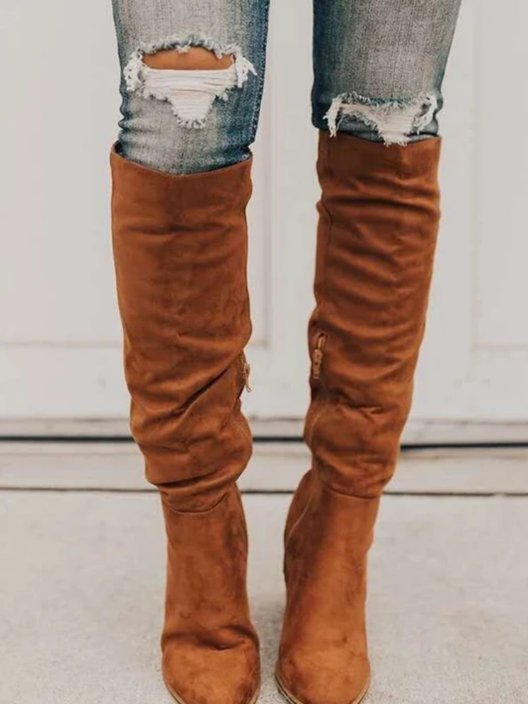 Elegante hochhackige Damen-Kniestiefel – stilvolle knielange Stiefel mit Absatz für Alltag und besondere Anlässe