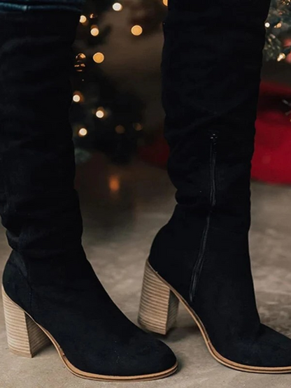 Elegante hochhackige Damen-Kniestiefel – stilvolle knielange Stiefel mit Absatz für Alltag und besondere Anlässe