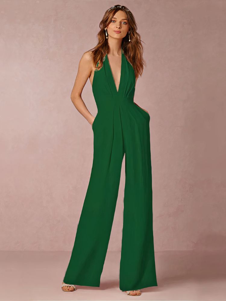 Eleganter Halter-Jumpsuit für Damen mit raffiniertem Schnitt für stilvolle Anlässe