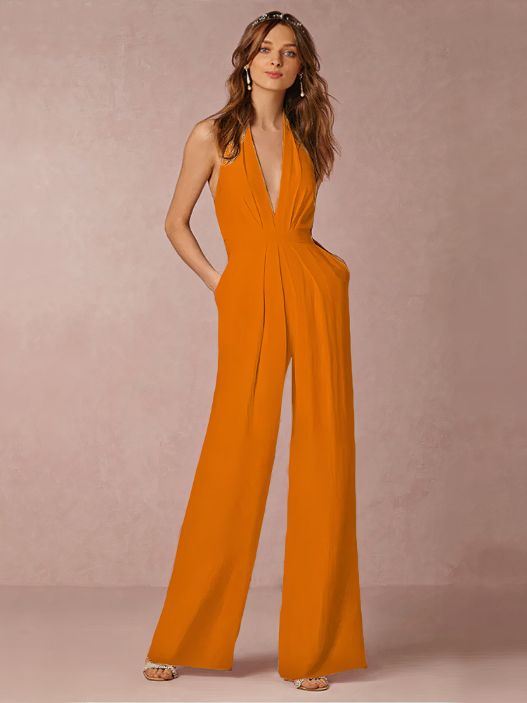 Eleganter Halter-Jumpsuit für Damen mit raffiniertem Schnitt für stilvolle Anlässe