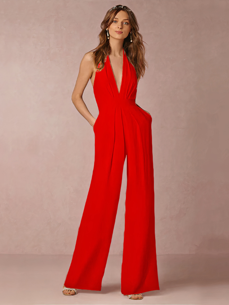 Eleganter Halter-Jumpsuit für Damen mit raffiniertem Schnitt für stilvolle Anlässe