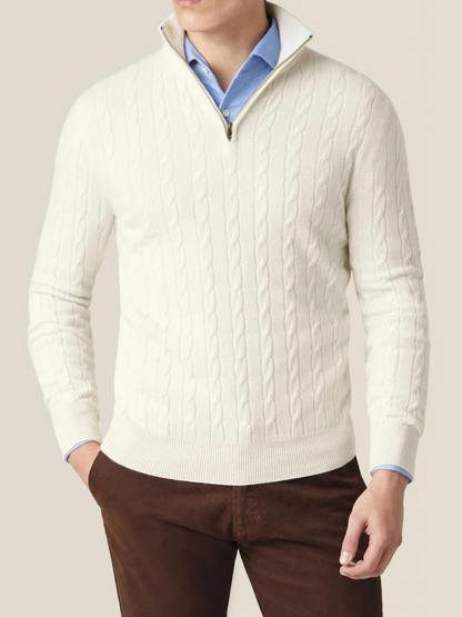 Eleganter Herrenpullover mit halbem Reißverschluss in modernem Stil