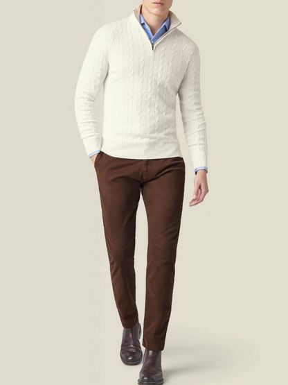 Eleganter Herrenpullover mit halbem Reißverschluss in modernem Stil