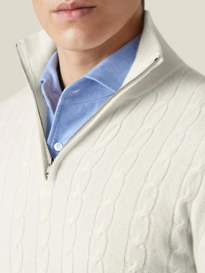 Eleganter Herrenpullover mit halbem Reißverschluss in modernem Stil