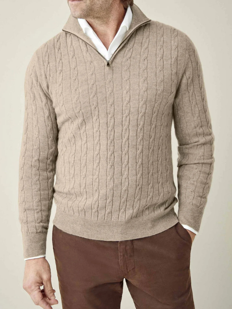 Eleganter Herrenpullover mit halbem Reißverschluss in modernem Stil