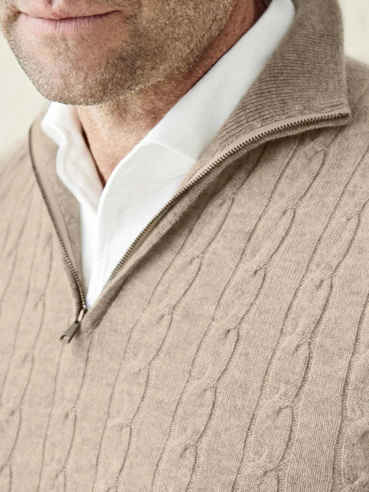 Eleganter Herrenpullover mit halbem Reißverschluss in modernem Stil