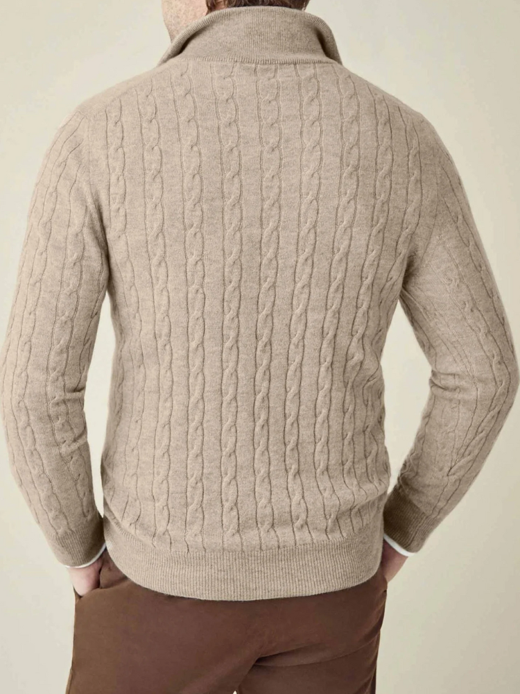 Eleganter Herrenpullover mit halbem Reißverschluss in modernem Stil