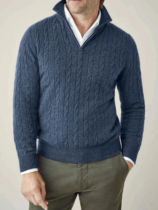 Eleganter Herrenpullover mit halbem Reißverschluss in modernem Stil