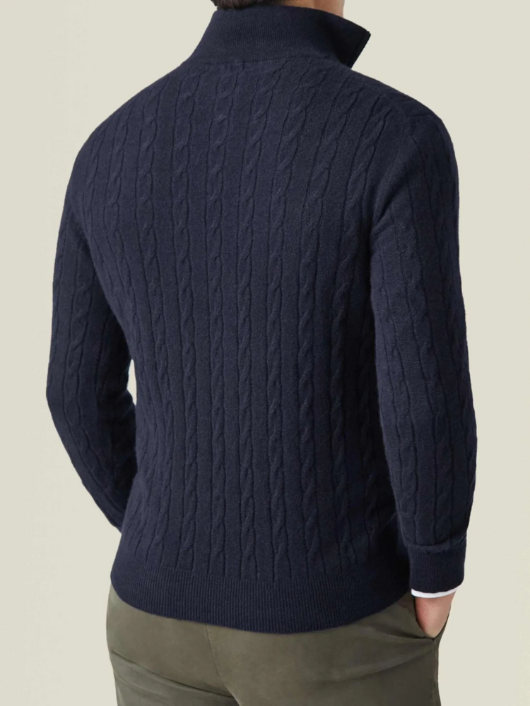 Eleganter Herrenpullover mit halbem Reißverschluss in modernem Stil