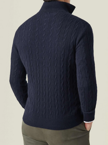 Eleganter Herrenpullover mit halbem Reißverschluss in modernem Stil
