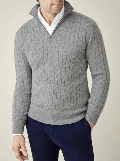 Eleganter Herrenpullover mit halbem Reißverschluss in modernem Stil