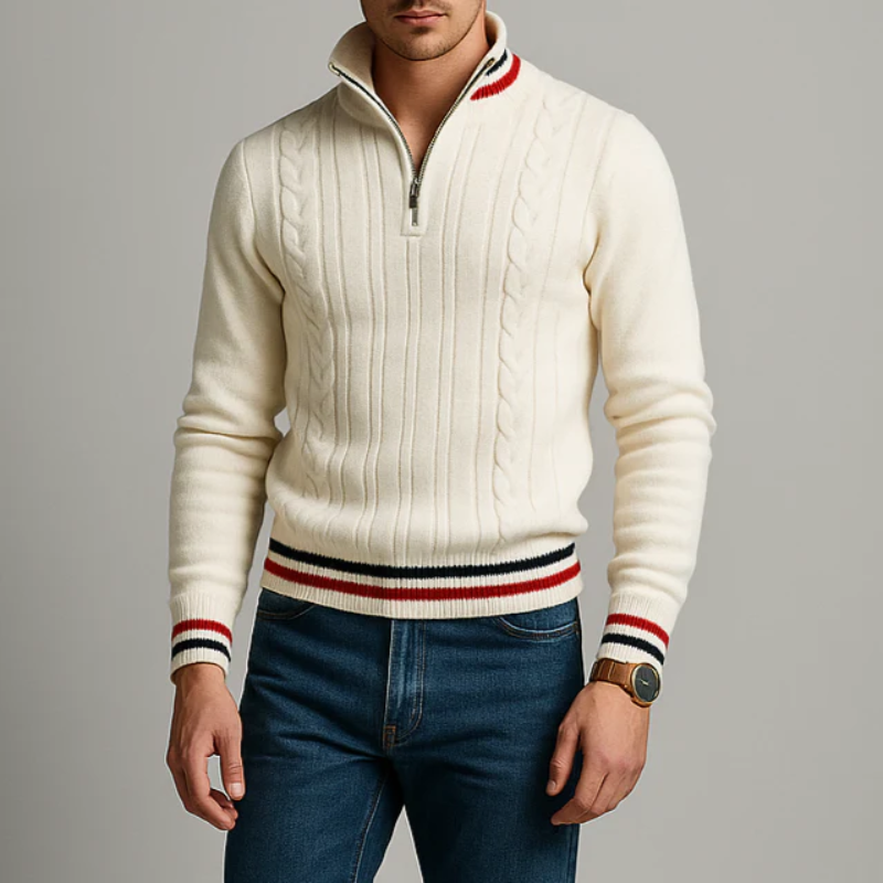 Eleganter Pullover mit halbem Reißverschluss für Herren, zeitloses Design für Büro und Freizeit