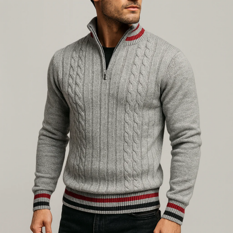Eleganter Pullover mit halbem Reißverschluss für Herren, zeitloses Design für Büro und Freizeit