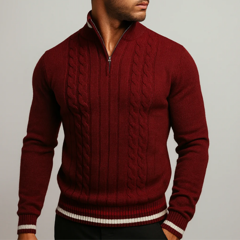 Eleganter Pullover mit halbem Reißverschluss für Herren, zeitloses Design für Büro und Freizeit