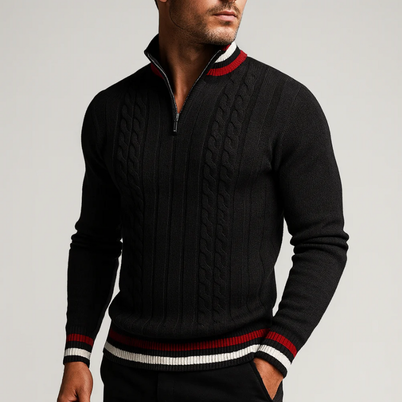 Eleganter Pullover mit halbem Reißverschluss für Herren, zeitloses Design für Büro und Freizeit
