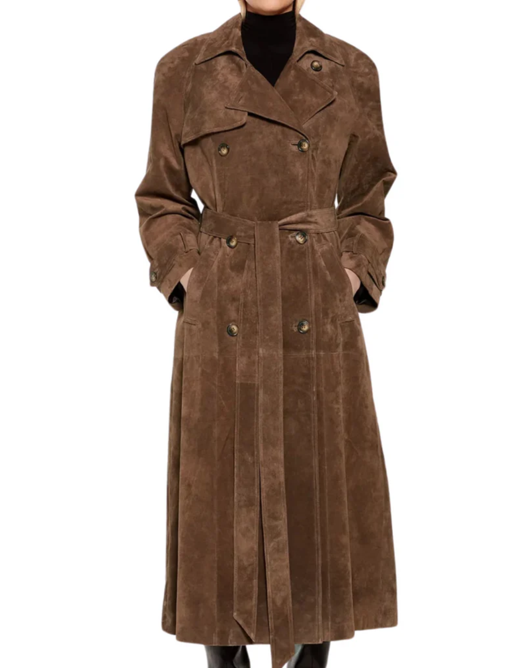 Langer eleganter Vintage-Mantel für Damen in klassischem Design

