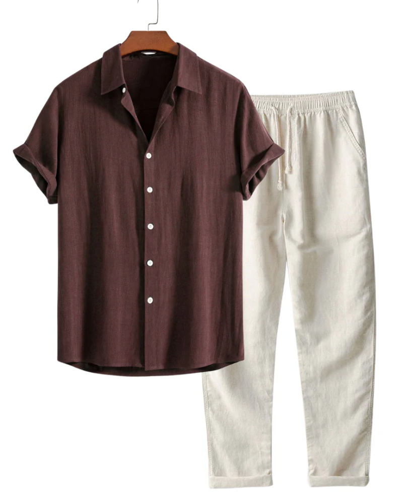 Elegantes Hemd- und Hosenset für Herren für Sommer, Freizeit und Alltag