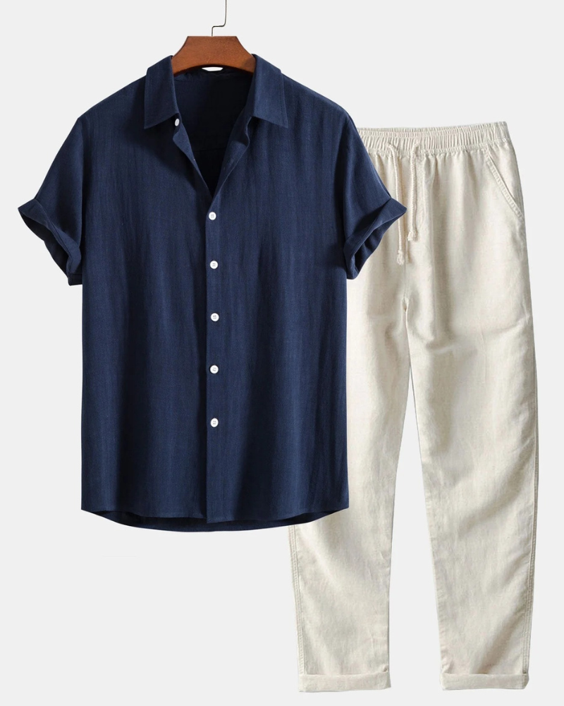 Elegantes Hemd- und Hosenset für Herren für Sommer, Freizeit und Alltag