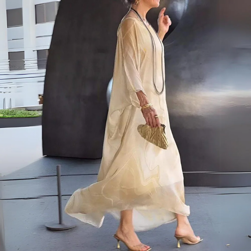 Elegantes langes Vintage-Kleid für Damen in fließender Silhouette für festliche und alltägliche Anlässe