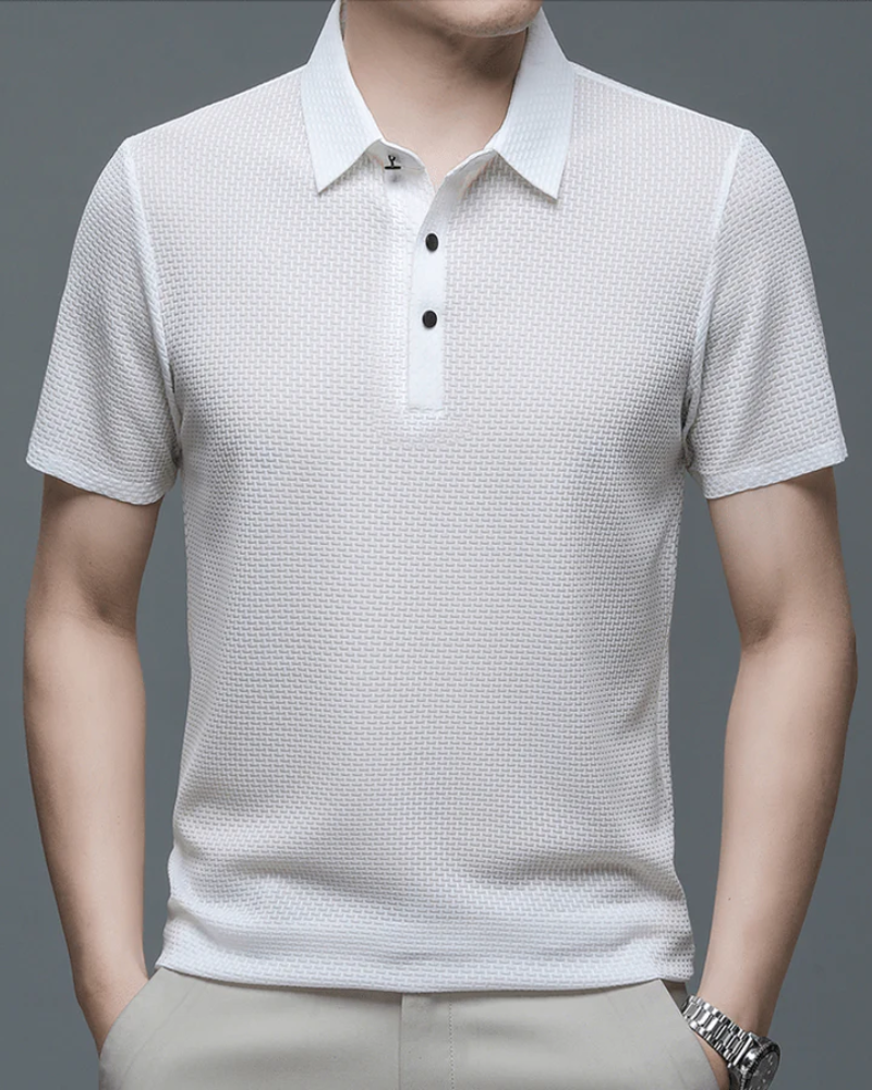 Elegantes strukturiertes Poloshirt für Herren in modernem Design für vielseitige Outfits