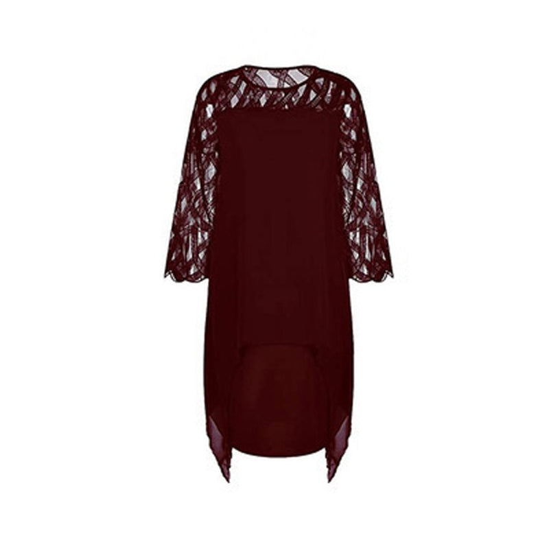 Asymmetrisches Midikleid mit transparenten Ärmeln für Damen | Calyssa