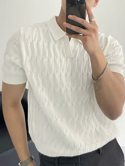 Gestricktes Herren- Polohemd mit geometrischem Muster