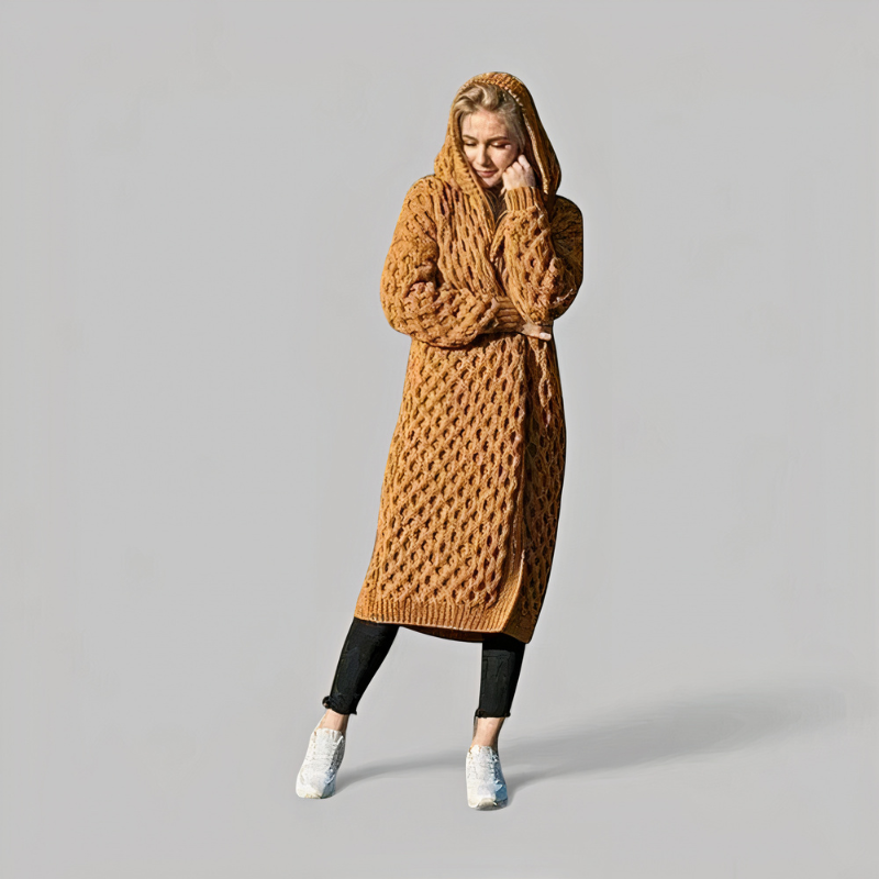 Damen lange Strickjacke, gemütlich und warm für den Alltag