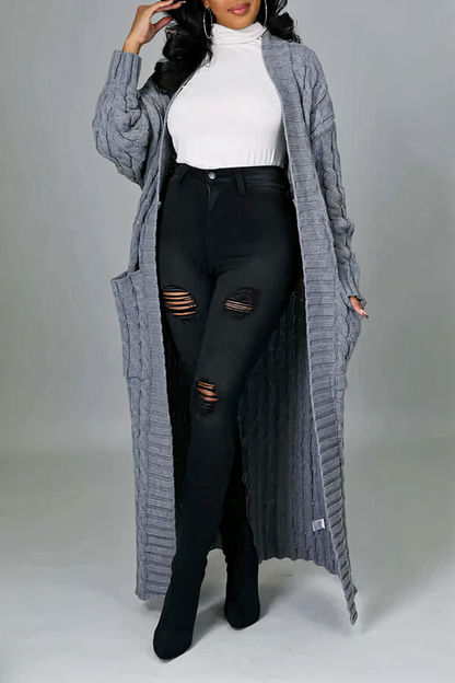 Gemütliche lange Strickjacke für Damen | Strick