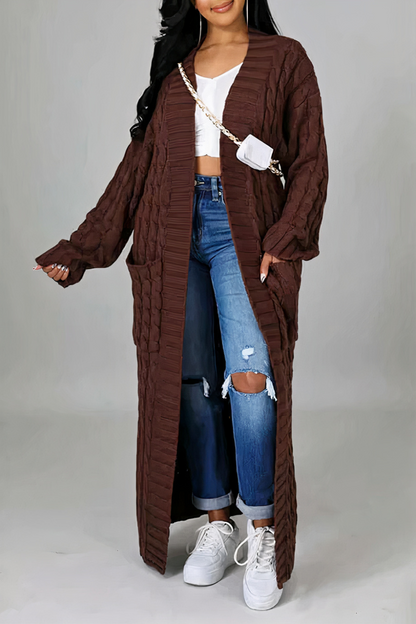 Gemütliche lange Strickjacke für Damen | Strick