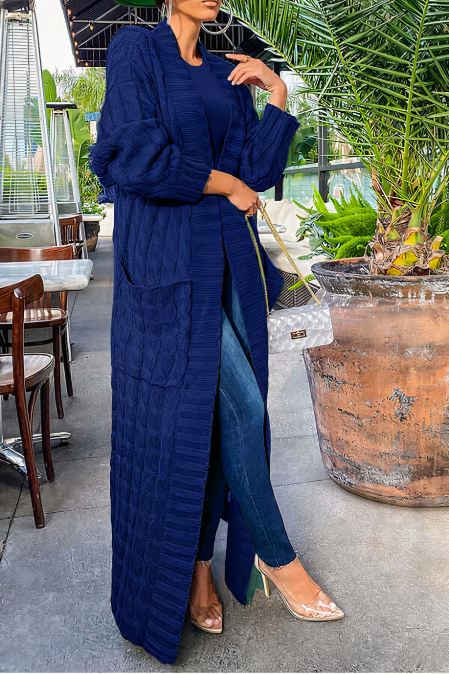 Gemütliche lange Strickjacke für Damen in elegantem Design