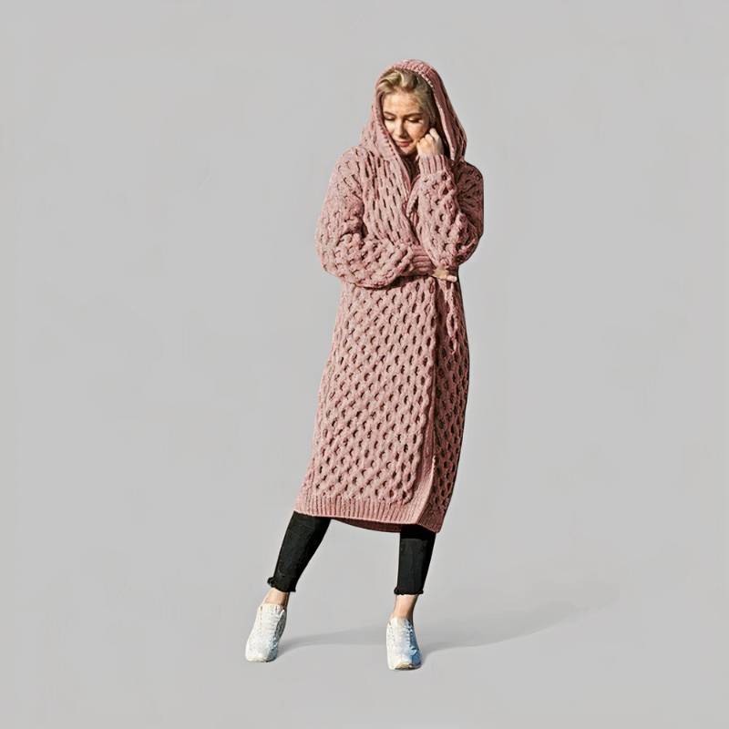 Damen lange Strickjacke, gemütlich und warm für den Alltag