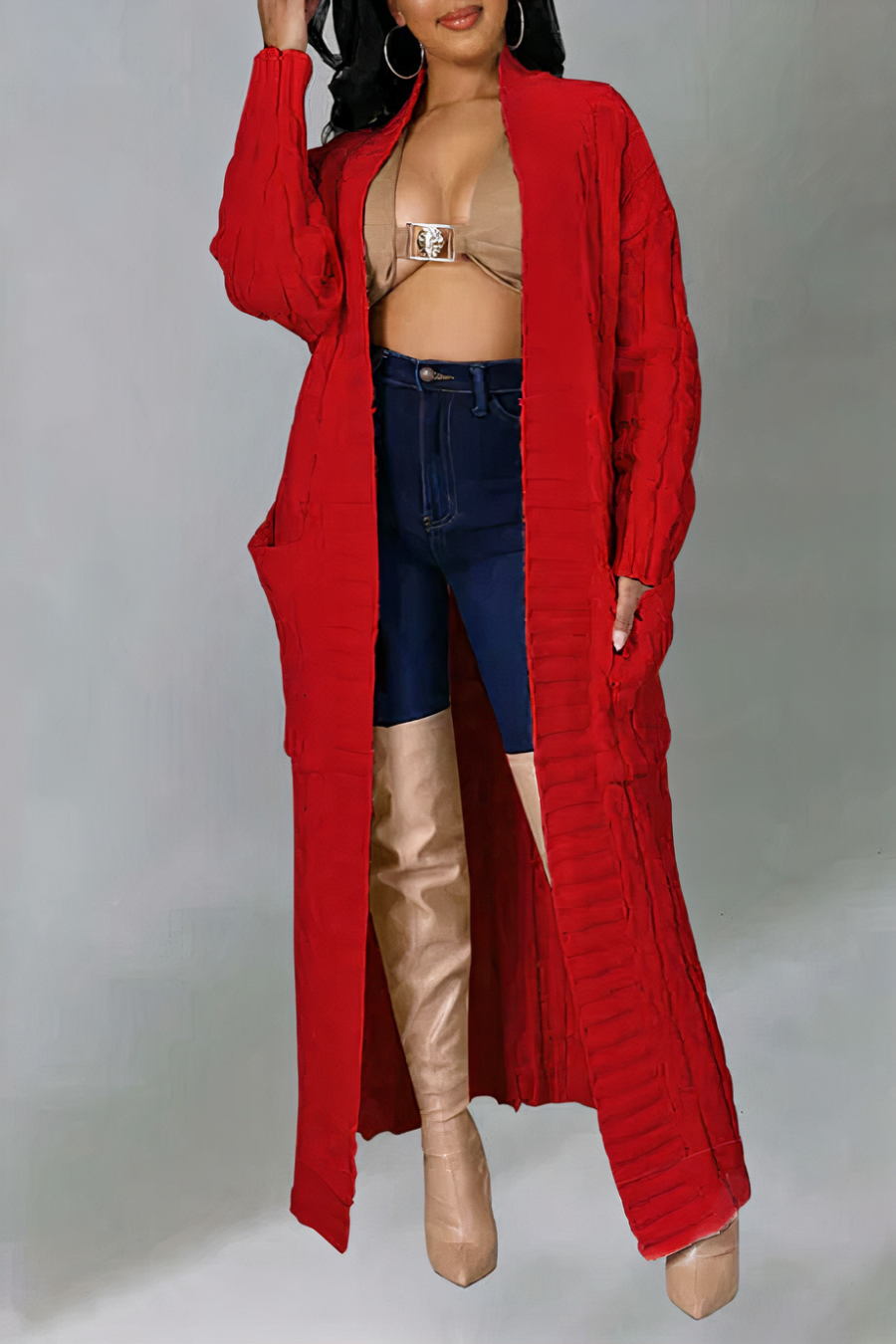 Gemütliche lange Strickjacke für Damen | Strick