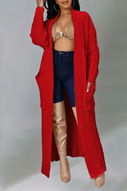 Gemütliche lange Strickjacke für Damen | Strick