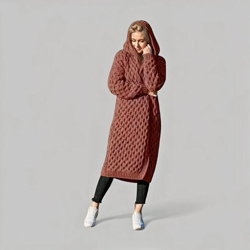 Damen lange Strickjacke, gemütlich und warm für den Alltag