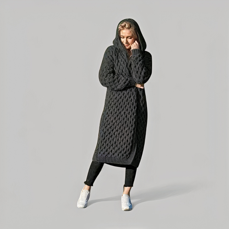 Damen lange Strickjacke, gemütlich und warm für den Alltag