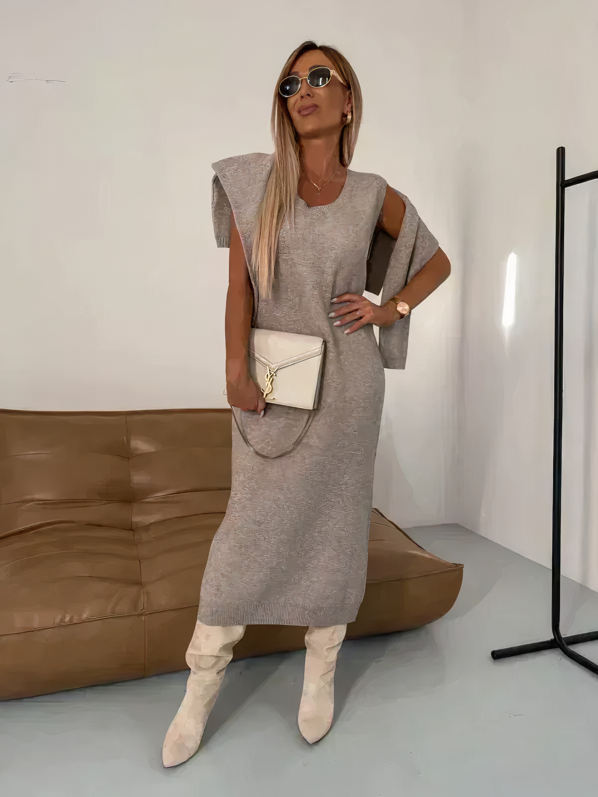Gemütliches Herbstkleid-Set für Damen für stilvolle Herbsttage