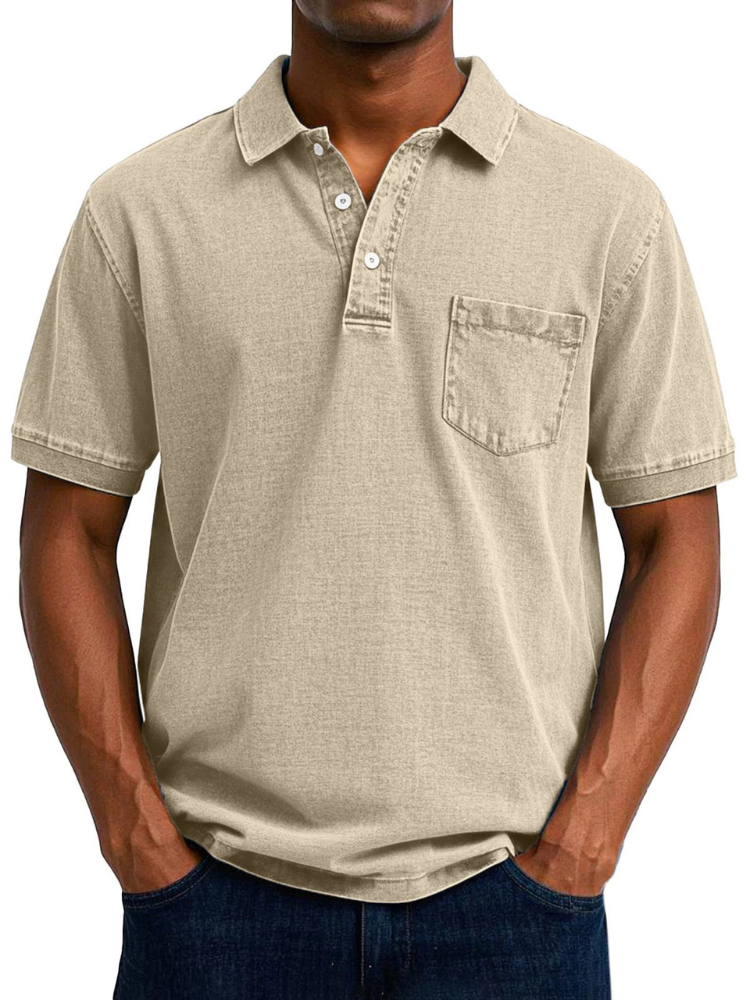 Herren bequemes Denim-Poloshirt mit klassischem Schnitt für Alltag und Freizeit