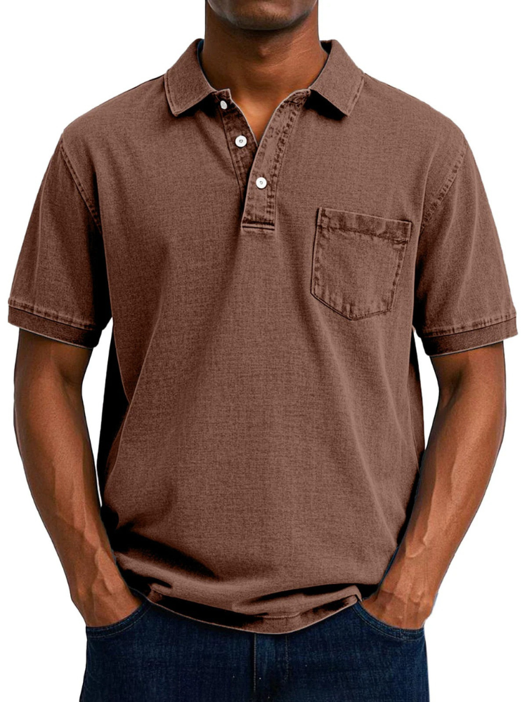 Herren bequemes Denim-Poloshirt mit klassischem Schnitt für Alltag und Freizeit