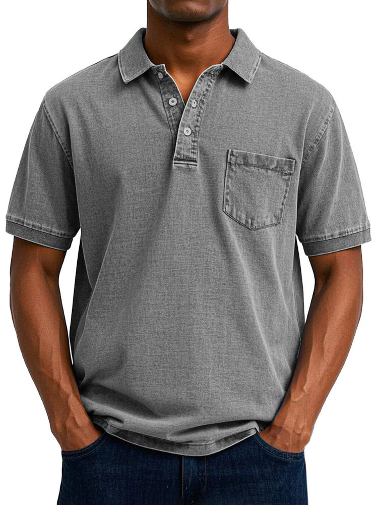 Herren bequemes Denim-Poloshirt mit klassischem Schnitt für Alltag und Freizeit
