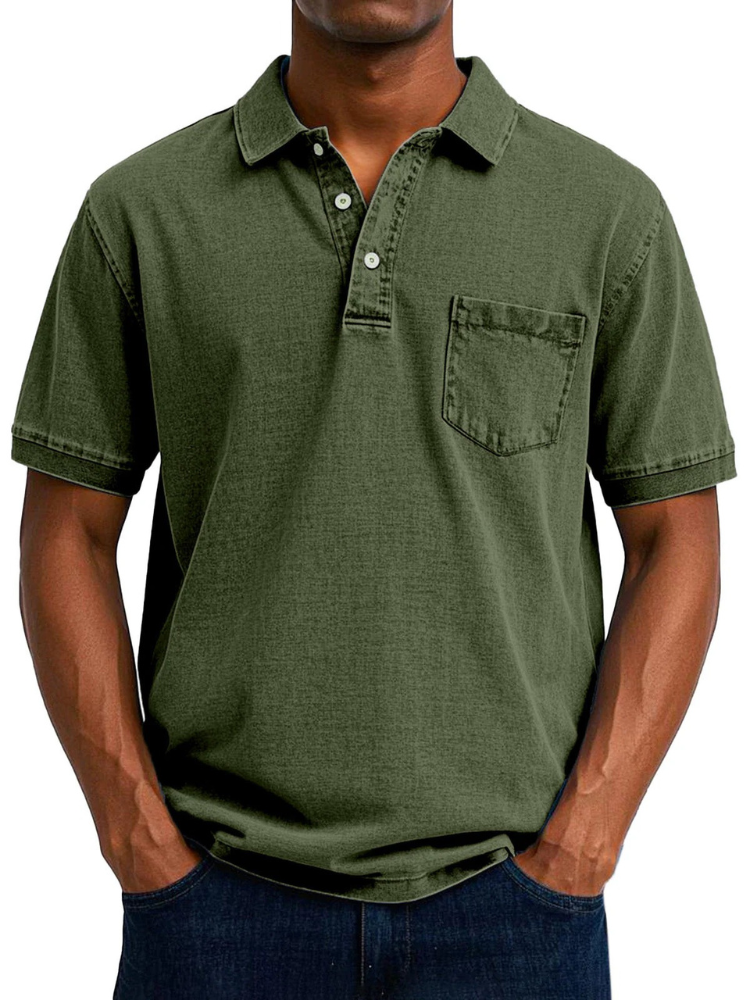 Herren bequemes Denim-Poloshirt mit klassischem Schnitt für Alltag und Freizeit