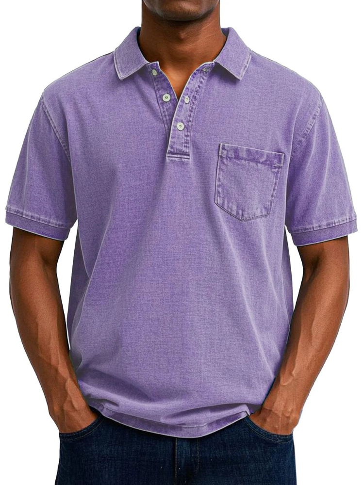 Herren bequemes Denim-Poloshirt mit klassischem Schnitt für Alltag und Freizeit