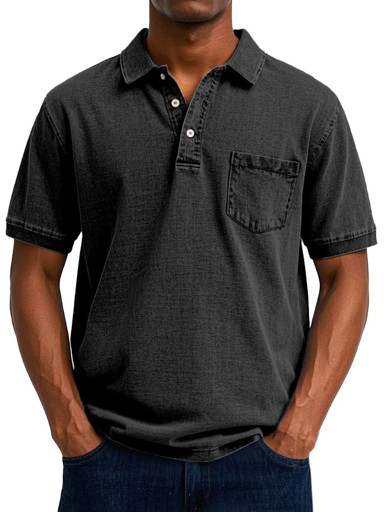 Herren bequemes Denim-Poloshirt mit klassischem Schnitt für Alltag und Freizeit