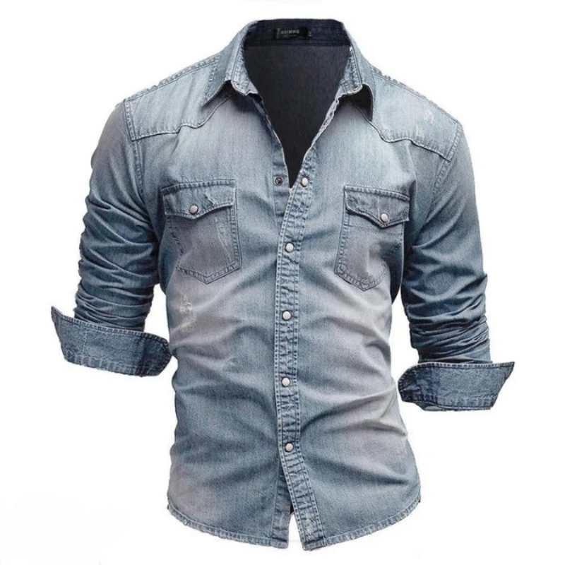 Herren bequemes Jeanshemd mit klassischem Schnitt für Alltag und Freizeit