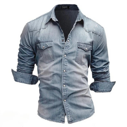 Herren bequemes Jeanshemd mit klassischem Schnitt für Alltag und Freizeit