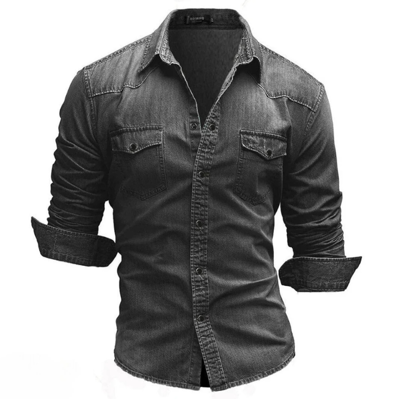 Herren bequemes Jeanshemd mit klassischem Schnitt für Alltag und Freizeit