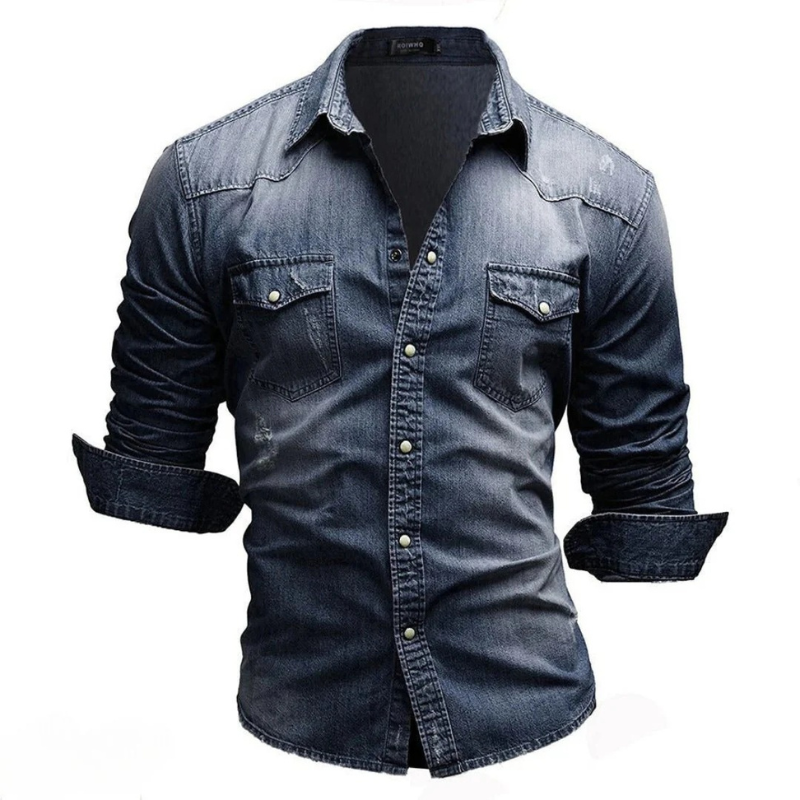 Herren bequemes Jeanshemd mit klassischem Schnitt für Alltag und Freizeit