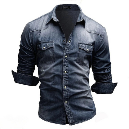 Herren bequemes Jeanshemd mit klassischem Schnitt für Alltag und Freizeit